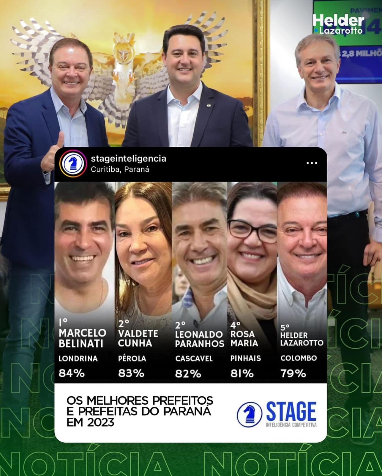Helder Lazarotto está entre os 5 melhores prefeitos do Paraná
